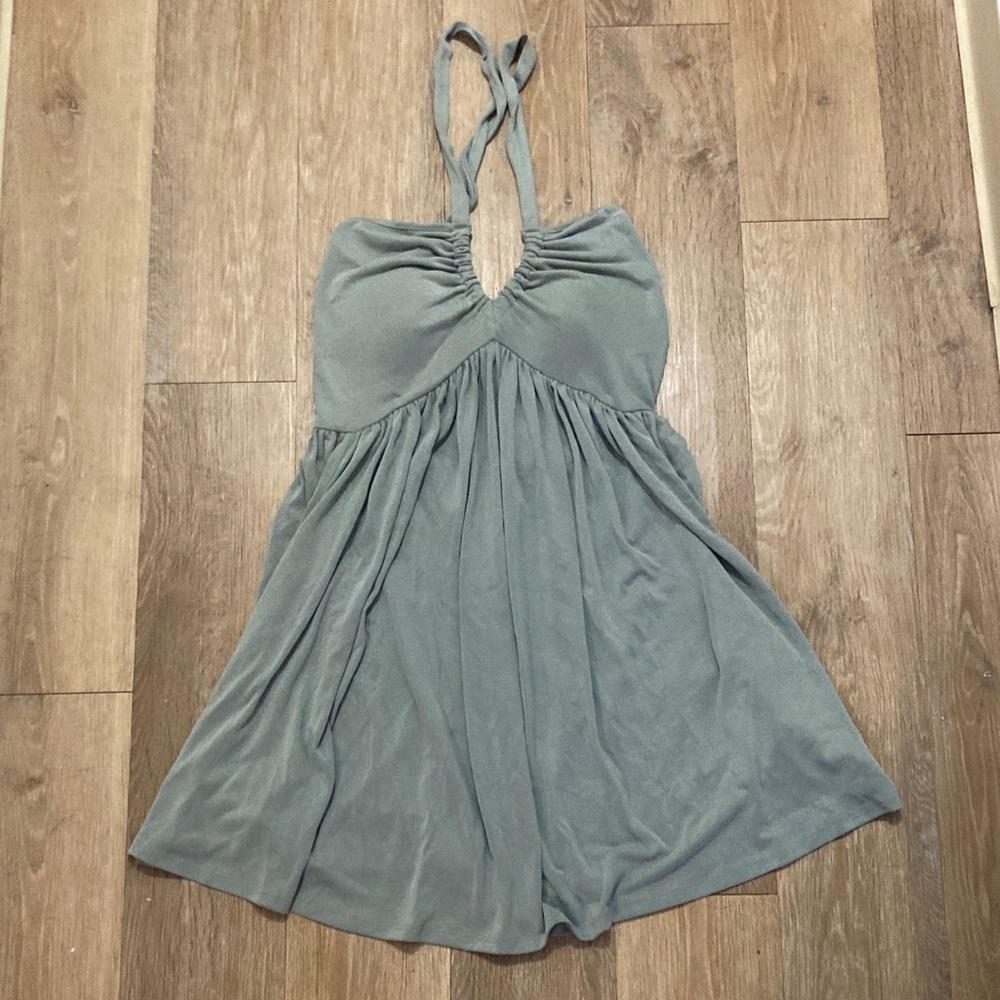 Red by BKE Halter Dress in Sage Green